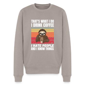 Faultier I Hate People Retro - Männer Premium Bio Pullover - Taupe - Vorne - Nico (187cm)