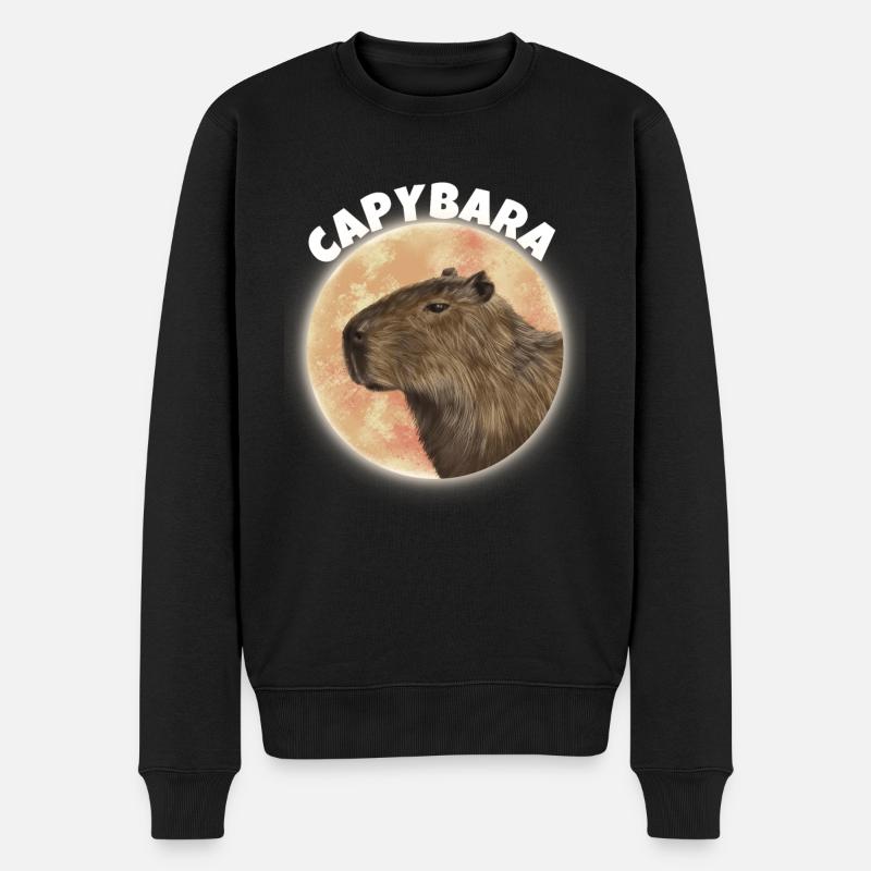 Capybara Mond - Männer Premium Bio Pullover - Schwarz