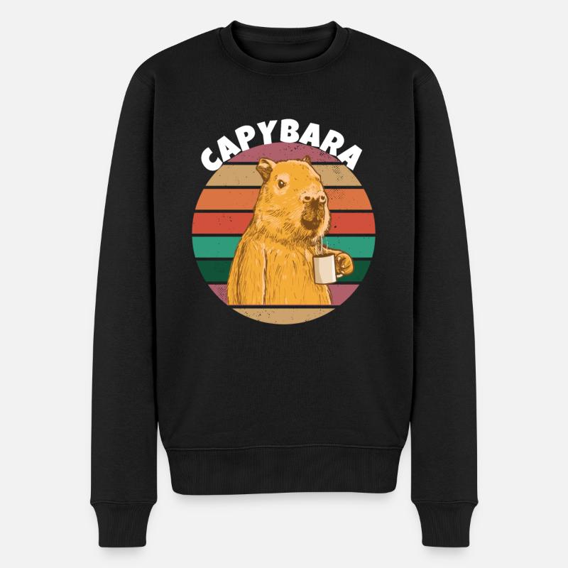 Capybara Coffee - Männer Premium Bio Pullover - Schwarz