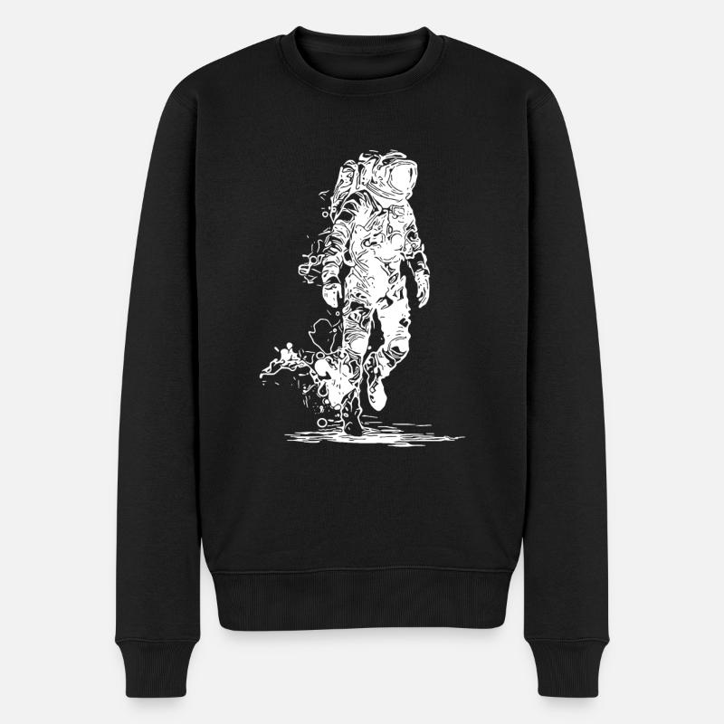 Astronaut der über Mond Staub spazieren geht - Männer Premium Bio Pullover - Schwarz