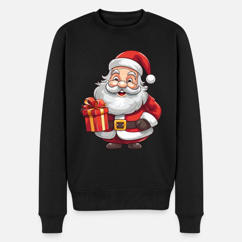 Weihnachtlicher Weihnachtsmann mit Bart und Mütze - Männer Premium Bio Pullover - Schwarz