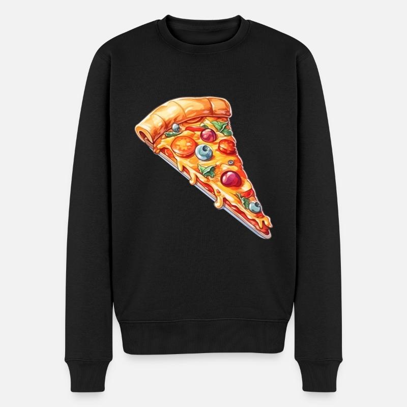 Lustiger Pizzaflüsterer Feinschmecker Pizzastück - Männer Premium Bio Pullover - Schwarz