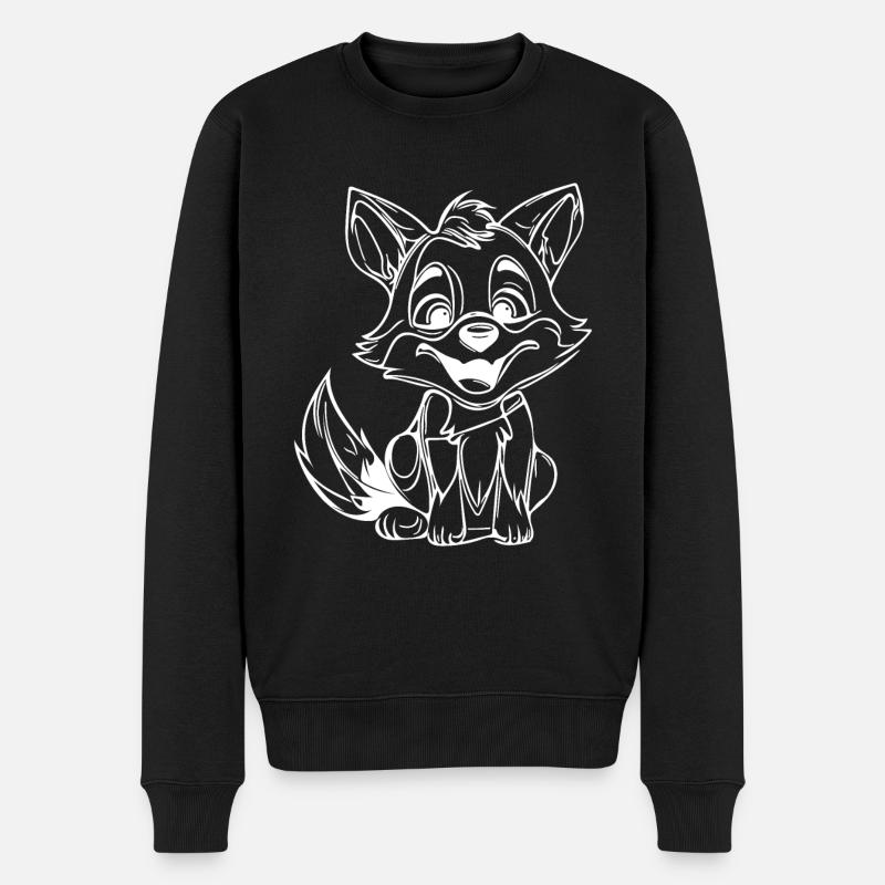 Petit renard souriant mignon - Pull Premium bio Homme - noir