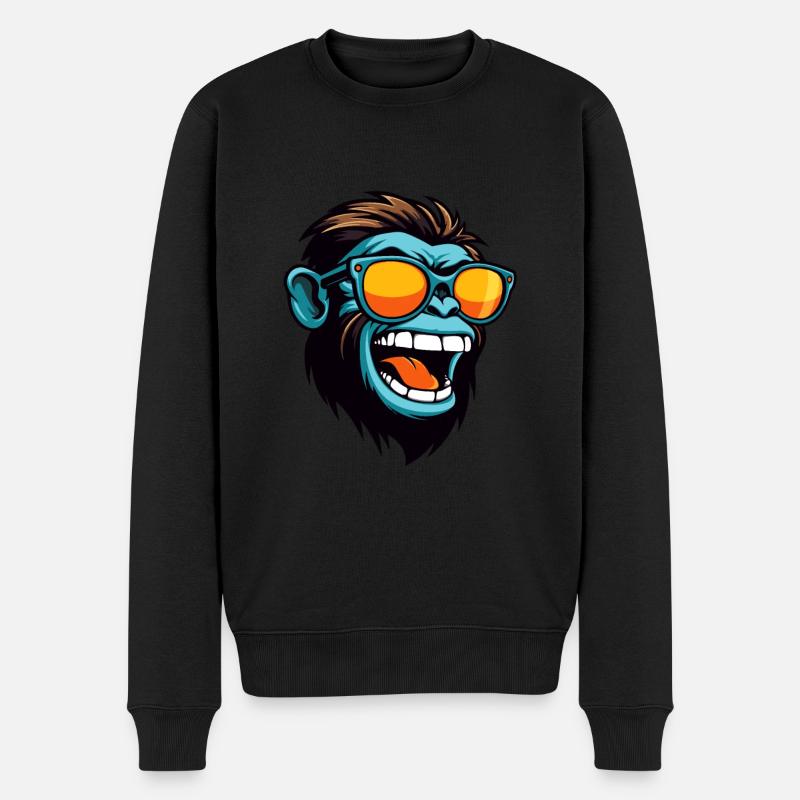 Affe Kopf Porträt Cool - Männer Premium Bio Pullover - Schwarz