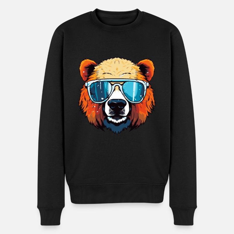 Eisbär Kopf Cool Polar bär - Männer Premium Bio Pullover - Schwarz