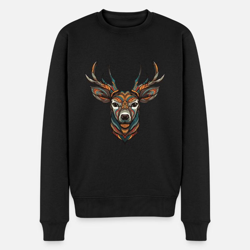 Portrait de cerf - Pull Premium bio Homme - noir