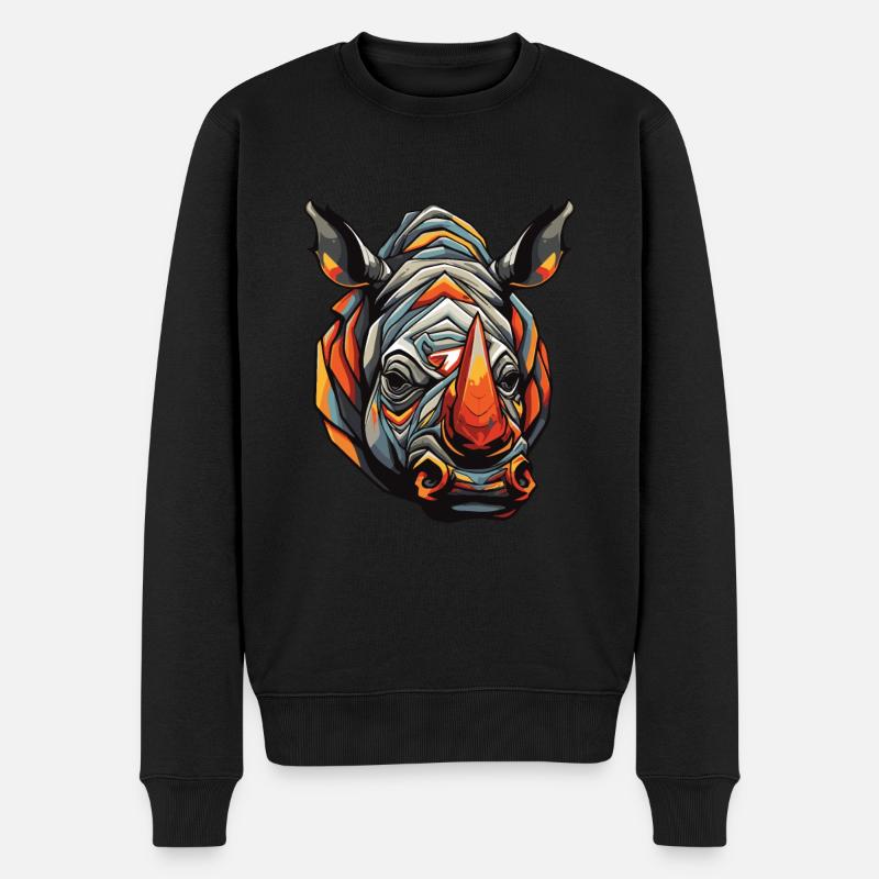 Portrait de rhinocéros - Pull Premium bio Homme - noir