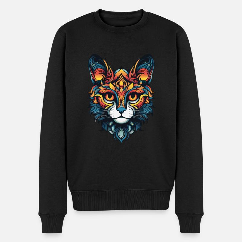 Katze Portrait - Männer Premium Bio Pullover - Schwarz