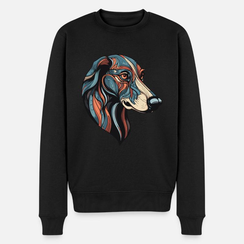 Greyhound Hund Portrait - Männer Premium Bio Pullover - Schwarz