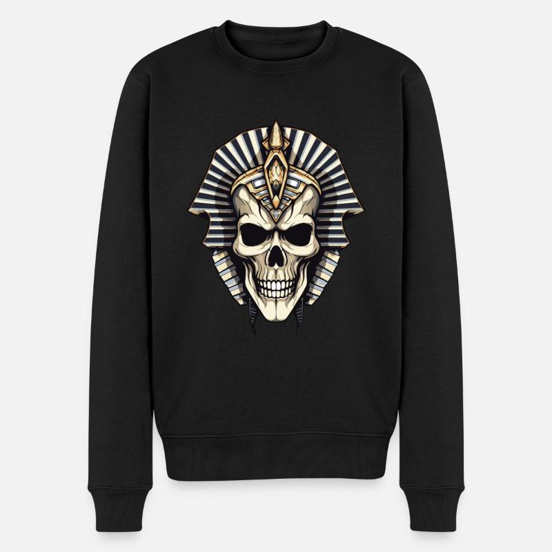 Pharao Totenkopf - Männer Premium Bio Pullover - Schwarz