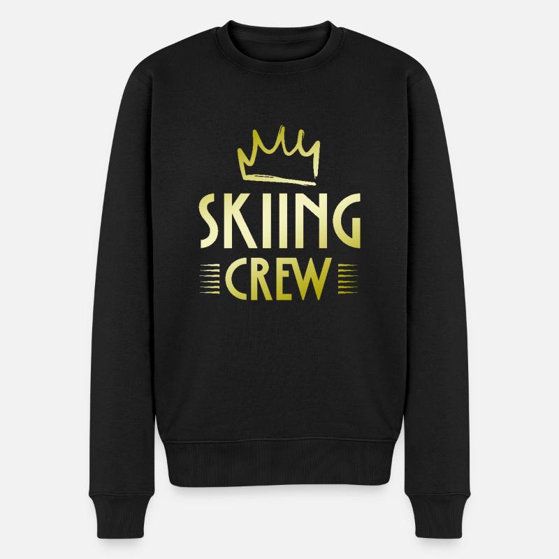 Skiing Crew - Männer Premium Bio Pullover - Schwarz