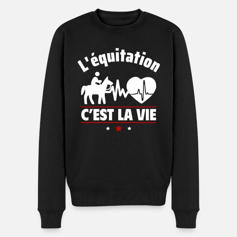 l équitation c est la vie,Cheval,Poney,Sport - Pull Premium bio Homme - noir