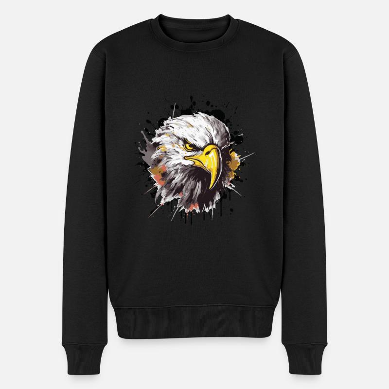 Adler Kopf Symbol Tier - Männer Premium Bio Pullover - Schwarz