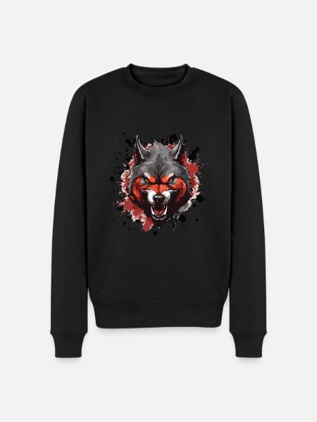 Wolf Head Symbol Animal - Men's Premium Organic Jumper - black