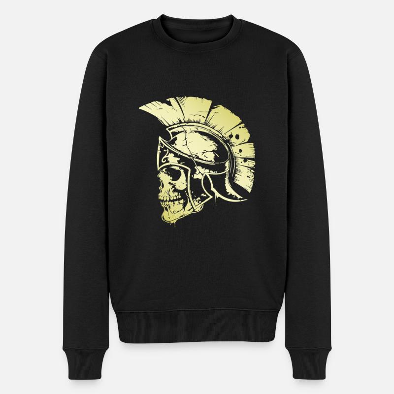 Spartaner Skull Gladiator - Männer Premium Bio Pullover - Schwarz
