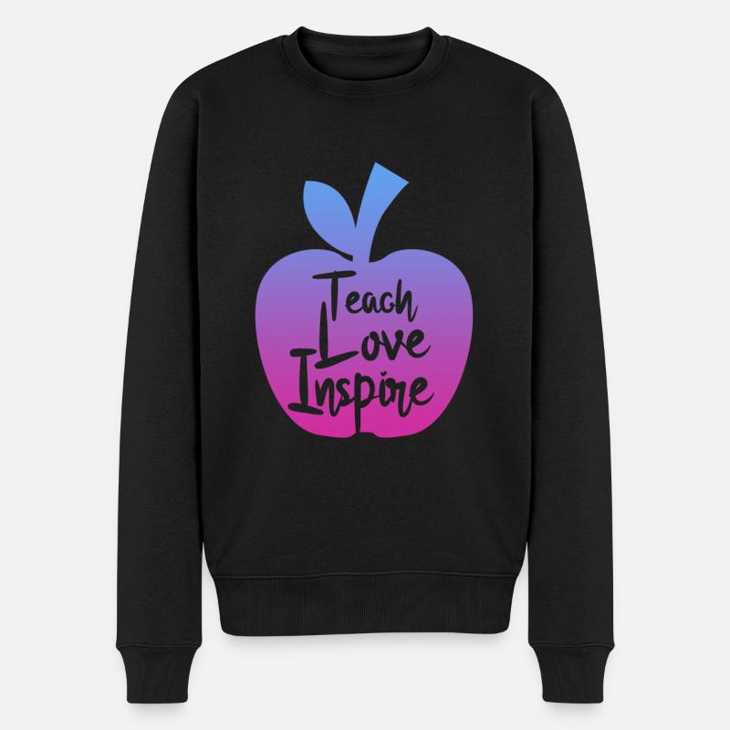 teacher teach love inspire - Männer Premium Bio Pullover - Schwarz