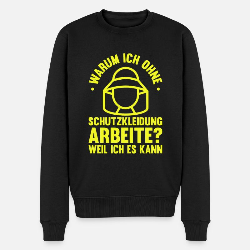 Warum ich ohne Schutzkleidung arbeite - Männer Premium Bio Pullover - Schwarz