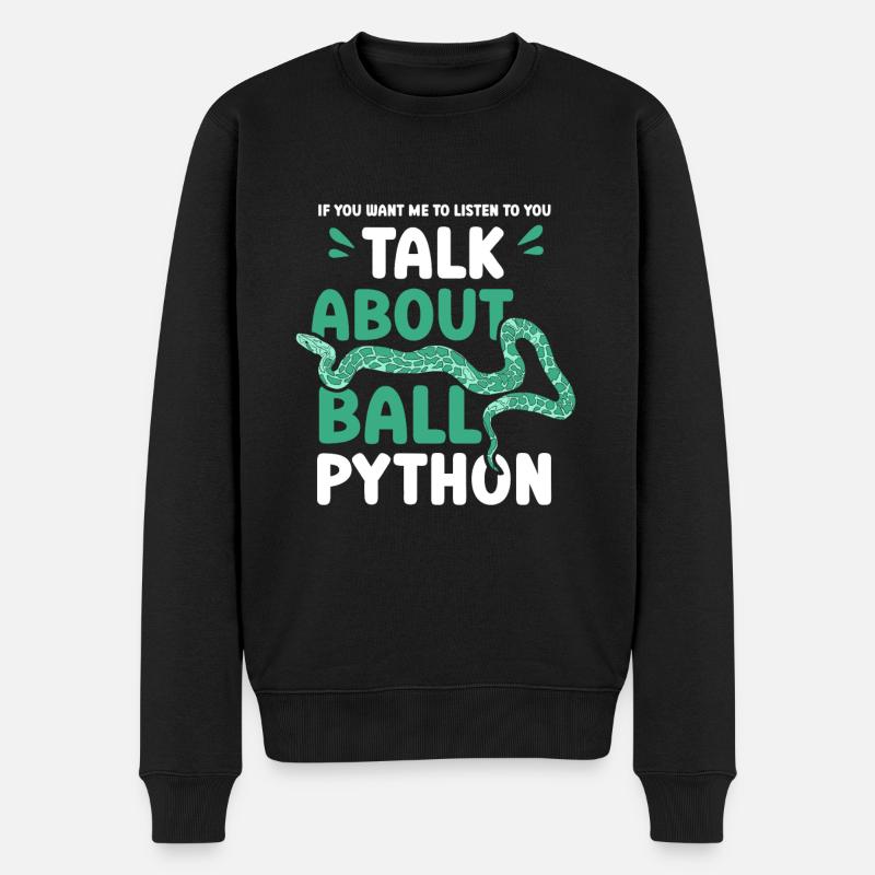 talk about ball python - Männer Premium Bio Pullover - Schwarz