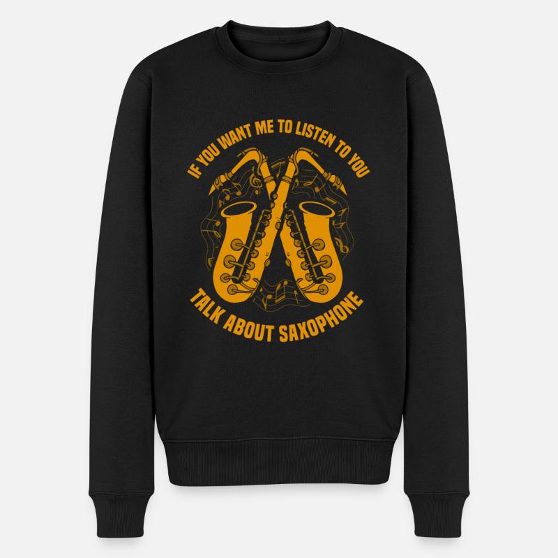 talk about saxophone - Männer Premium Bio Pullover - Schwarz