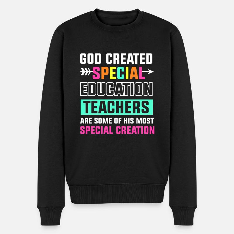 God created special education teachers - Männer Premium Bio Pullover - Schwarz