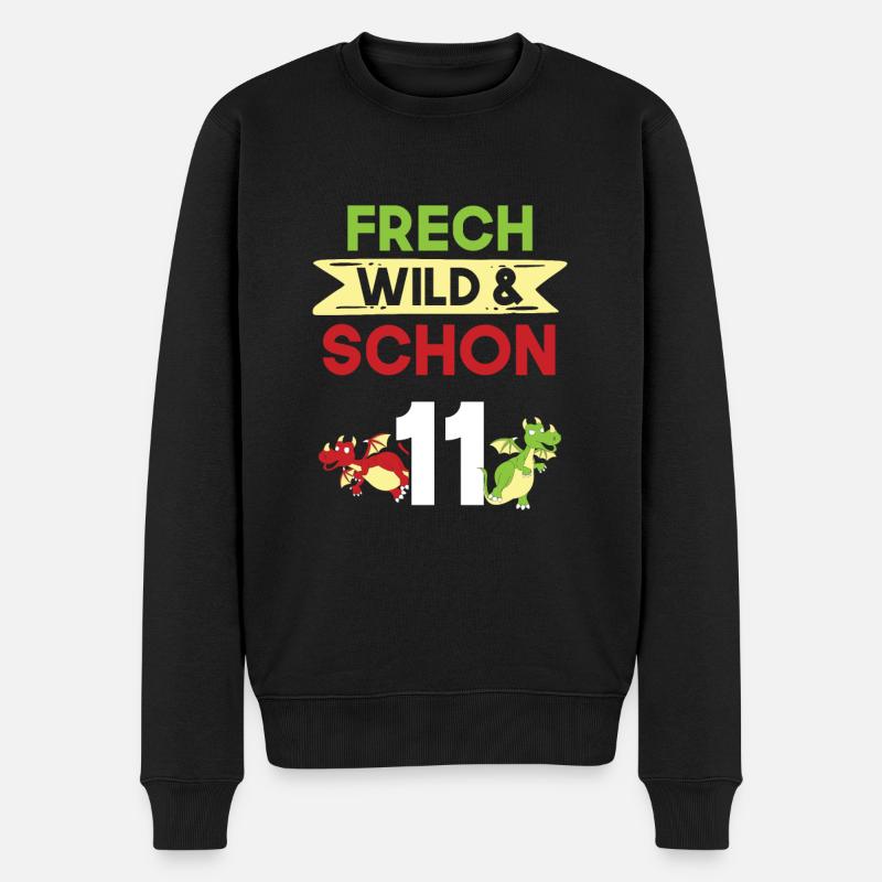 11 Jahre Geburtstag Junge Mädchen Drachen - Männer Premium Bio Pullover - Schwarz