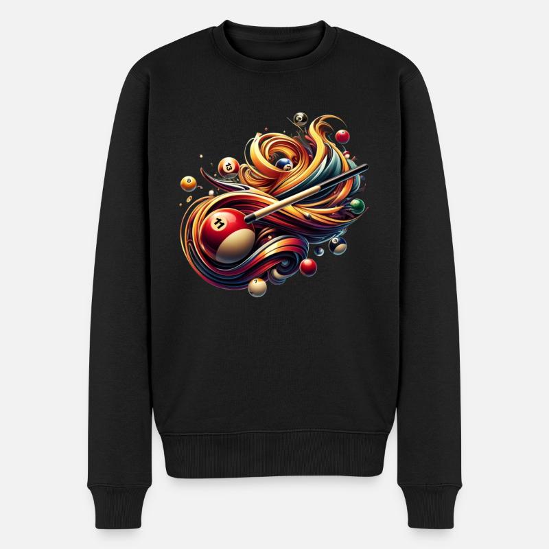 Jouer au billard avec la queue à la table de billard - Pull Premium bio Homme - noir