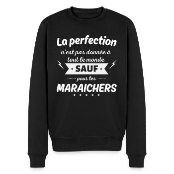 La perfection n est pas donnée sauf maraicher - Pull Premium bio Homme - noir - Devant - Nico (187cm)