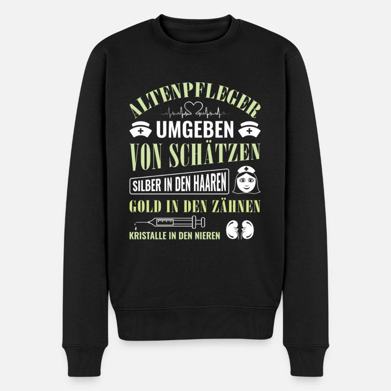 Altenpfleger Geschenk Altenpflege Pflegefachkraft - Männer Premium Bio Pullover - Schwarz