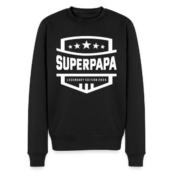 Superpapa Weiß - Männer Premium Bio Pullover - Schwarz - Vorne - Nico (187cm)