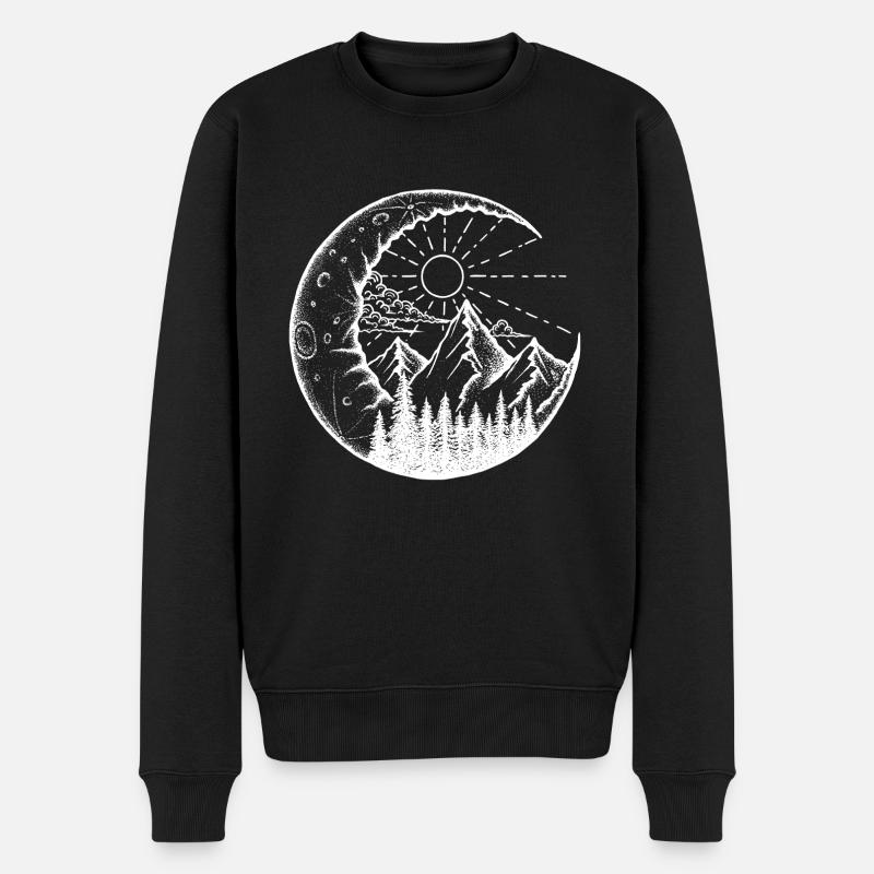 Paysage de montagne dans la lune (blanc) - Pull Premium bio Homme - noir
