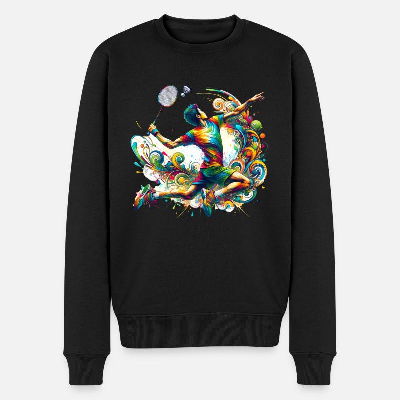 Cooles Badminton Federball Design - Männer Premium Bio Pullover - Schwarz