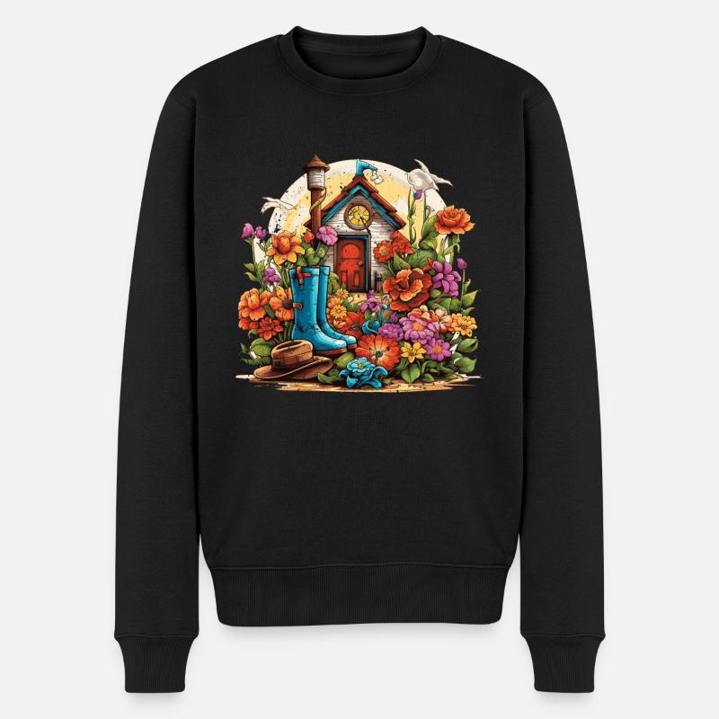 Die Freude eines Gartenliebhabers - Männer Premium Bio Pullover - Schwarz