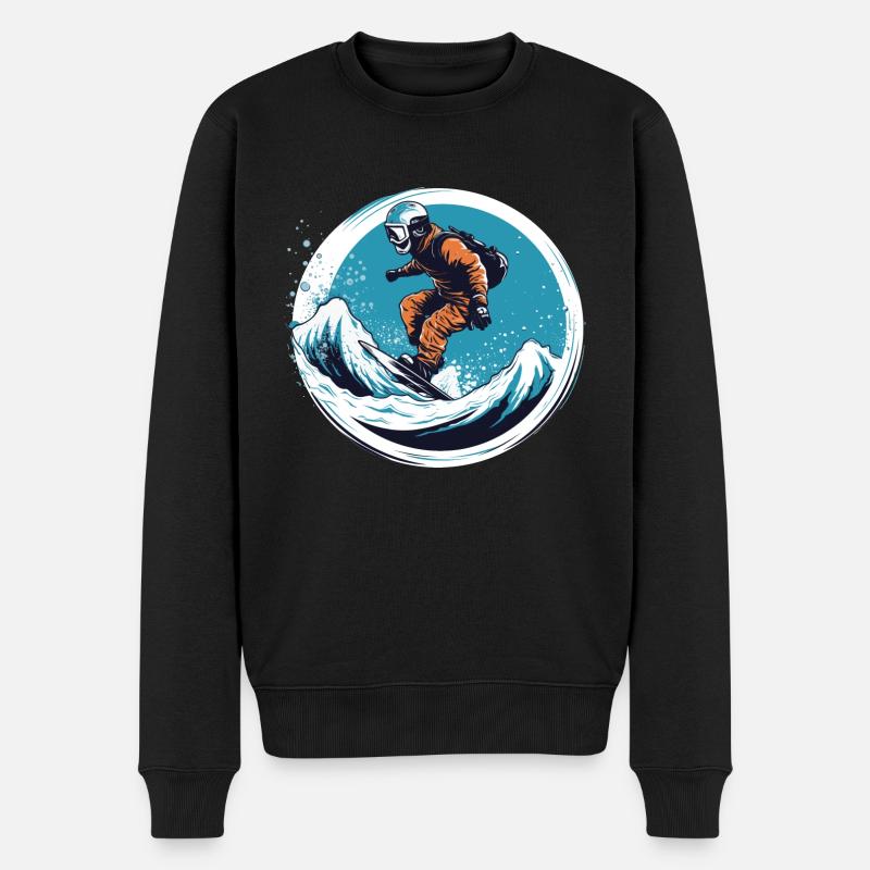 Snowboarden oder Skifahren und dann Après-Ski - Männer Premium Bio Pullover - Schwarz