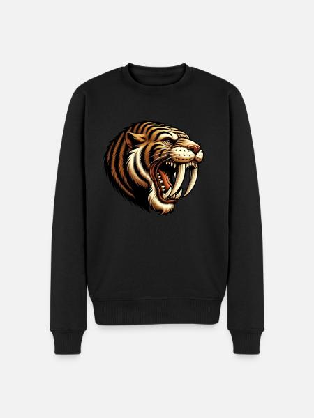 Tigre dai denti a sciabola, Smilodon, Era glaciale, Predatore, Grande Gatto - Maglione ecologico premium da uomo - nero