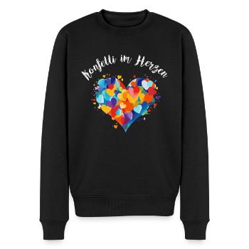 Köln Karneval Alaaf Jeck Party Konfetti Herz - Männer Premium Bio Pullover - Schwarz - Vorne - Nico (187cm)