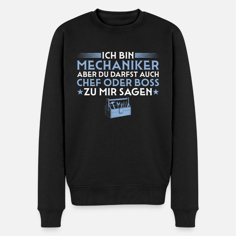 Mechaniker aber du darfst auch Chef sagen - Männer Premium Bio Pullover - Schwarz