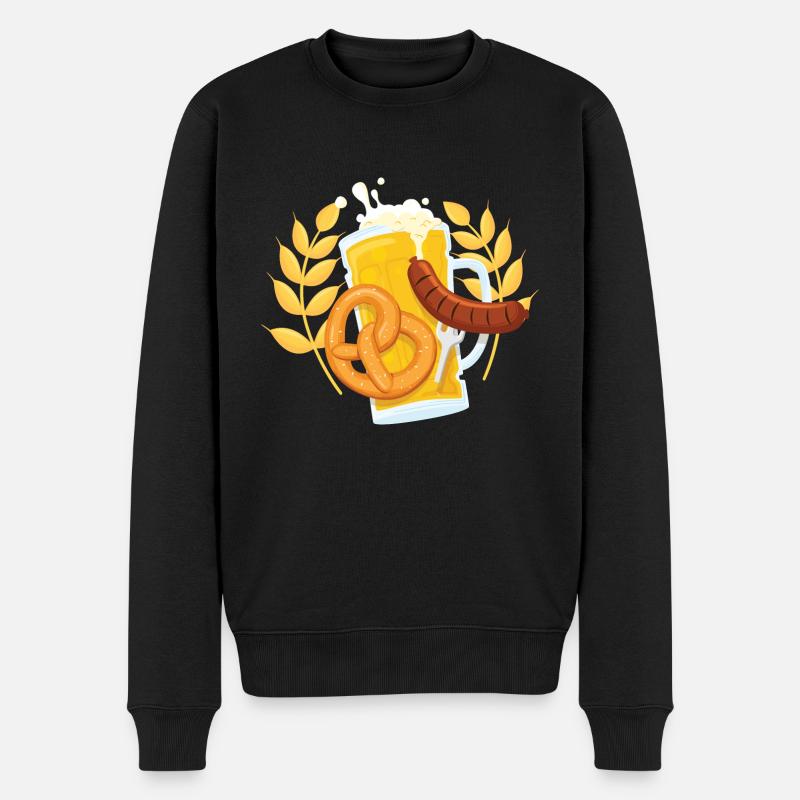 Bier Brezel Wurst - O'Zapft - Männer Premium Bio Pullover - Schwarz