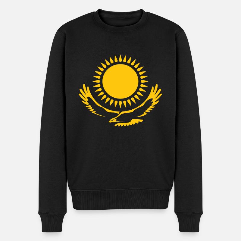 Adler mit Sonne - Männer Premium Bio Pullover - Schwarz