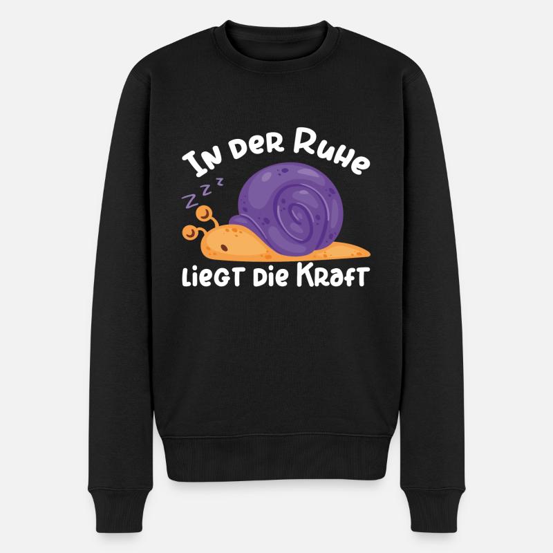 Schlafende Schnecke - Männer Premium Bio Pullover - Schwarz