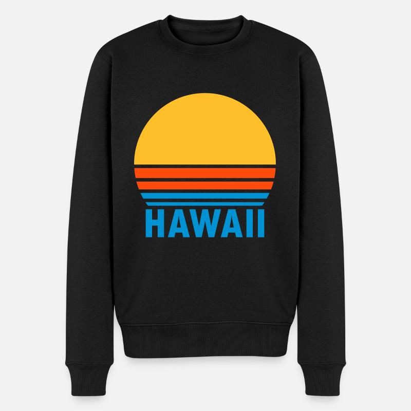 Hawaii (geteilte Sonne) - Männer Premium Bio Pullover - Schwarz
