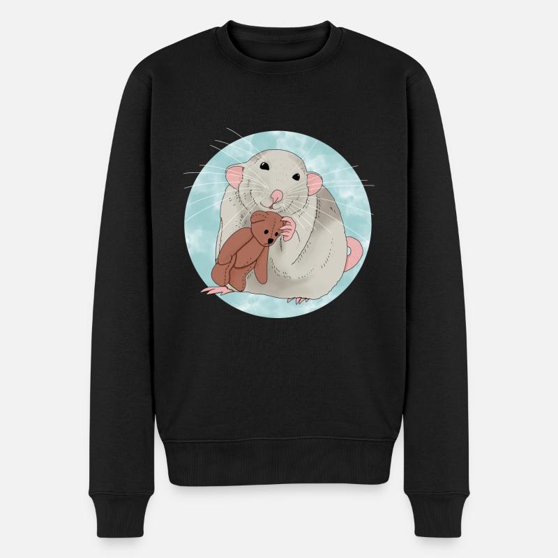 Nette Ratte mit Teddybär - Männer Premium Bio Pullover - Schwarz