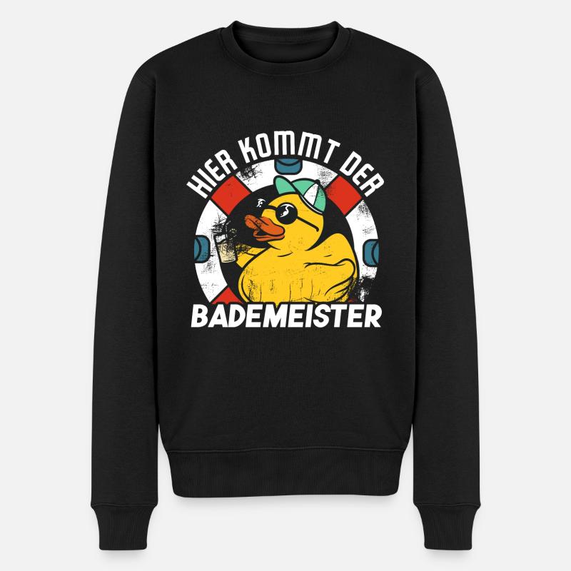 Witzig Bademeister - Männer Premium Bio Pullover - Schwarz