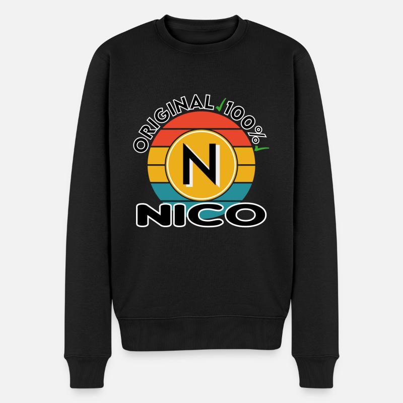 Nico - Männer Premium Bio Pullover - Schwarz