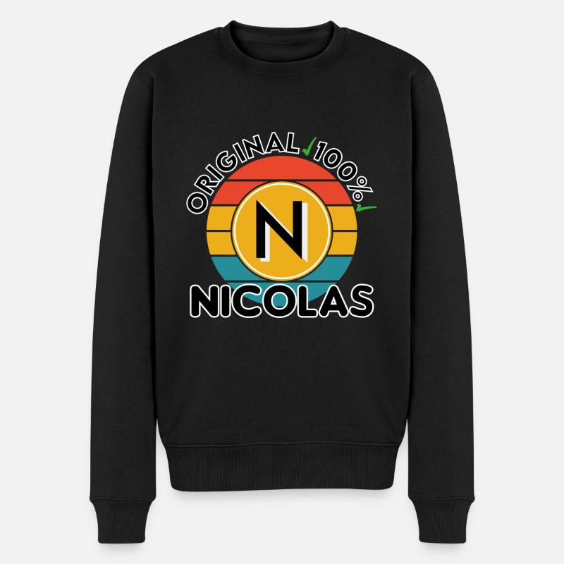 Nicolas - Männer Premium Bio Pullover - Schwarz