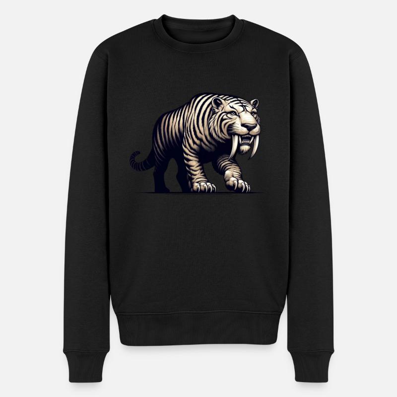 Säbelzahntiger Smilodon Eiszeit Raubtier Großkatze - Männer Premium Bio Pullover - Schwarz