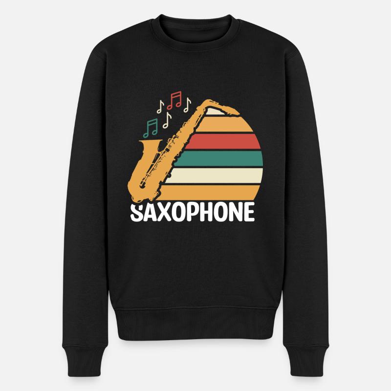 Saxophone Jazz - Pull Premium bio Homme - noir