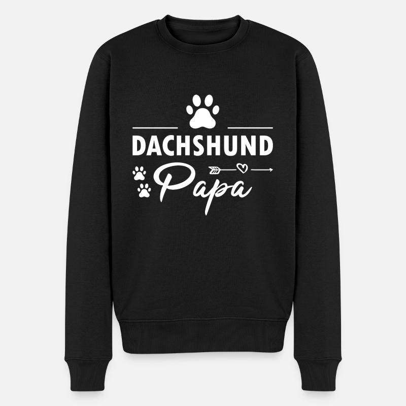Dachshund Papa - Männer Premium Bio Pullover - Schwarz