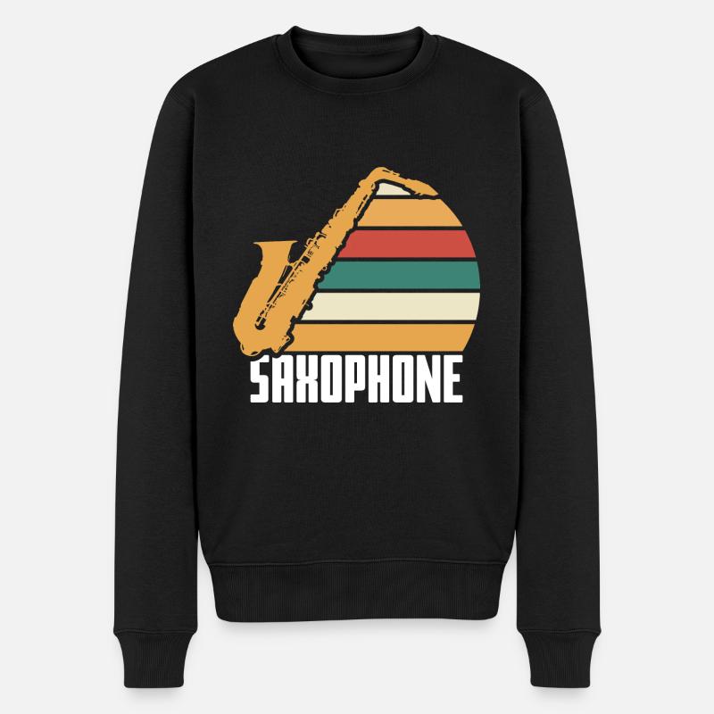 Saxophone Jazz - Pull Premium bio Homme - noir