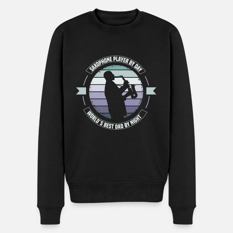 Saxophone player by day world´s best dad - Männer Premium Bio Pullover - Schwarz