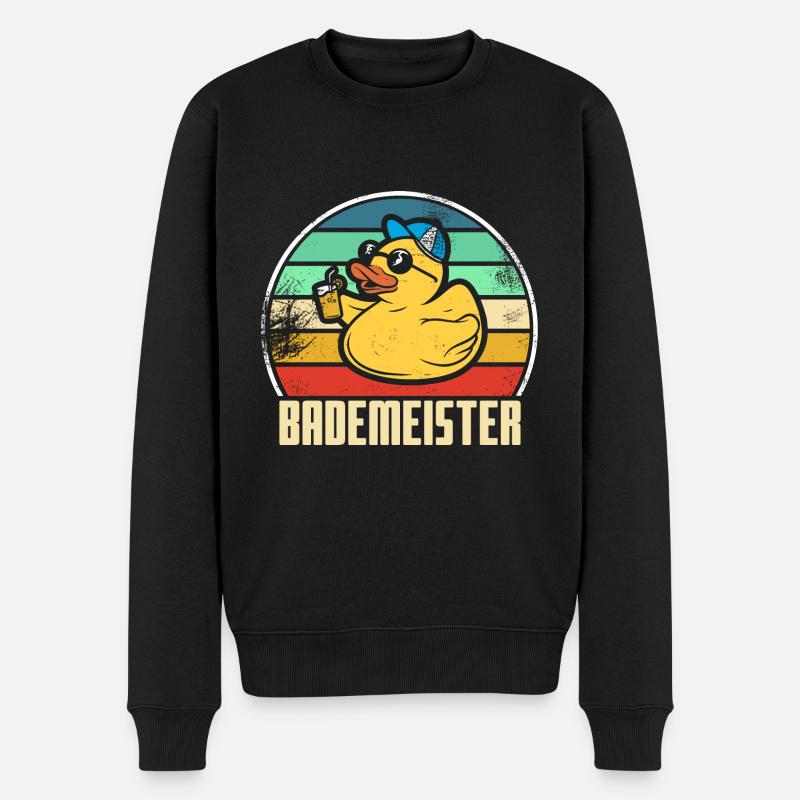 Bademeister lustiger Spruch - Männer Premium Bio Pullover - Schwarz